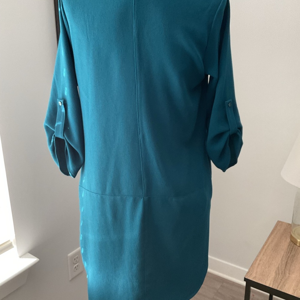 Lush teal blue SZ S shift dress. Side pockets legion knee length - Picture 3 of 5